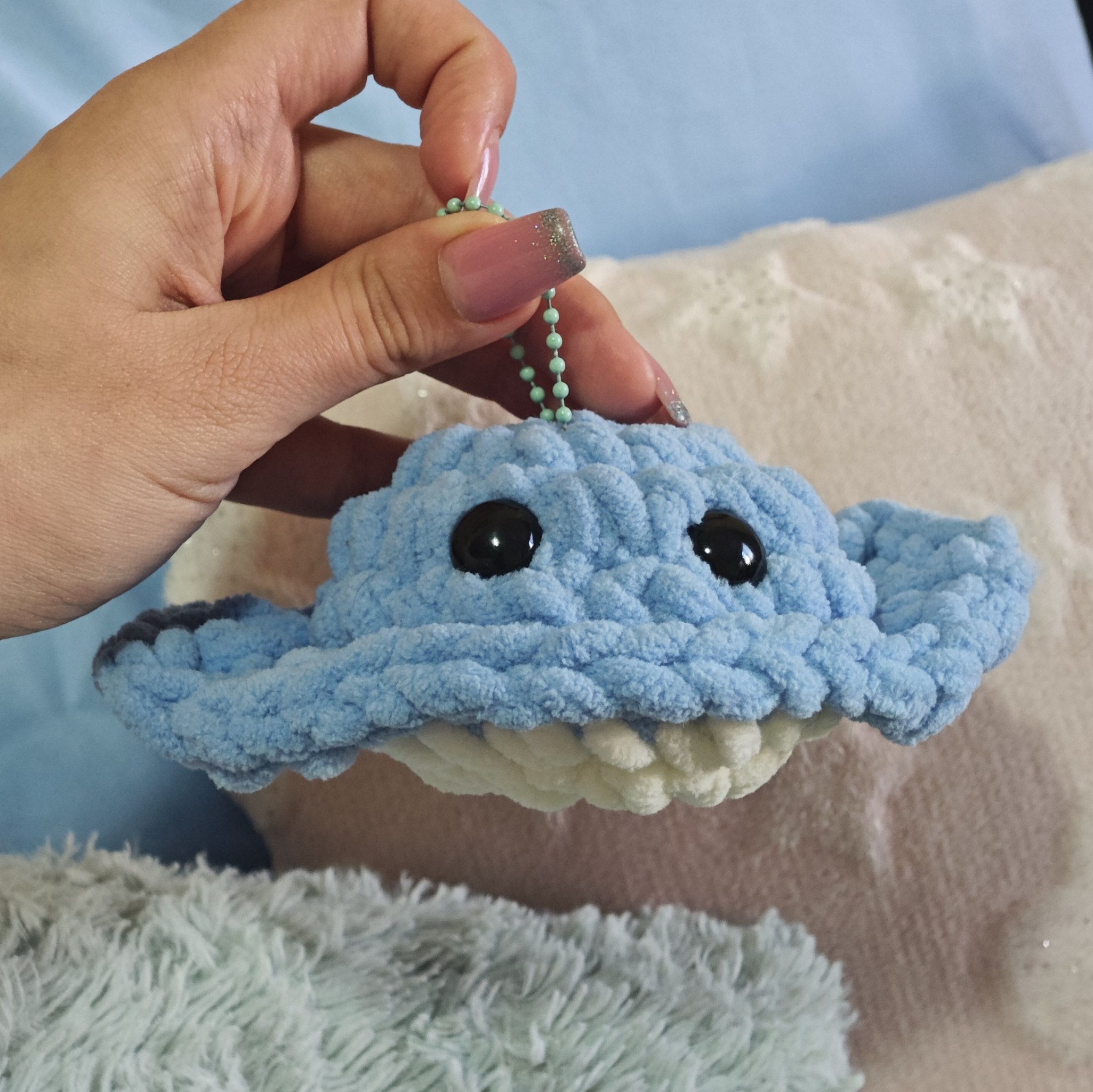 Blue Baby Stringray Crochet Keychain